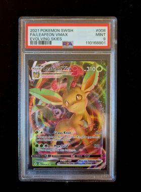 2021 Pokemon PSA 9 SWSH Evolving Skies #008 Leafeon VMAX